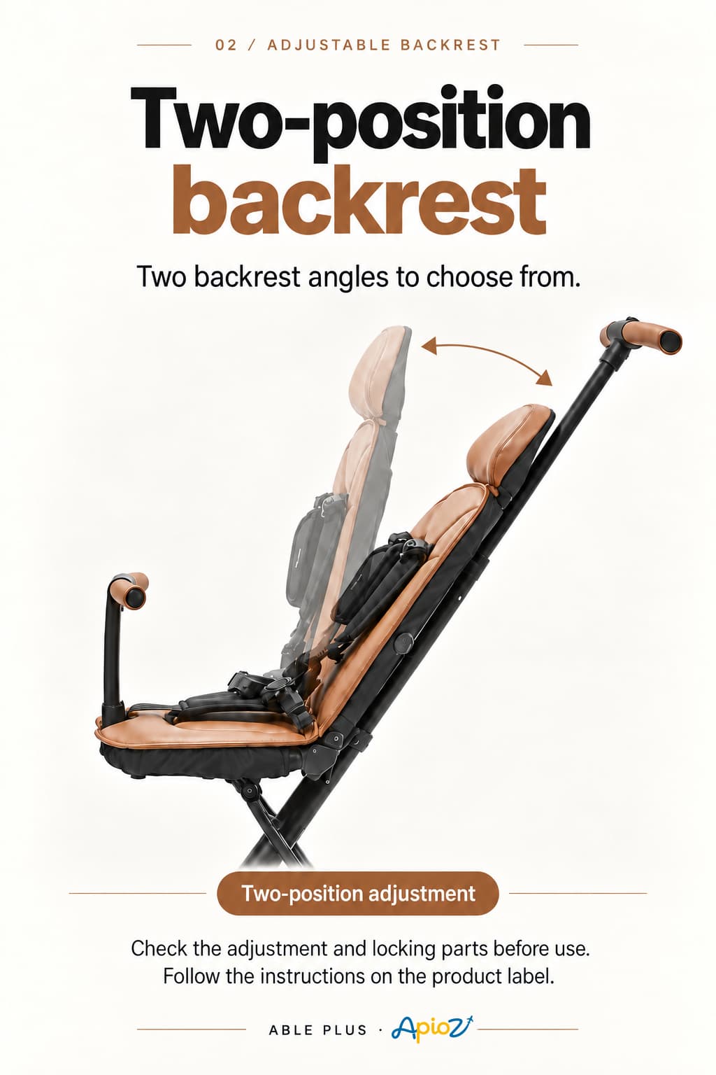 ABLE PLUS Trike Stroller backrest adjustment