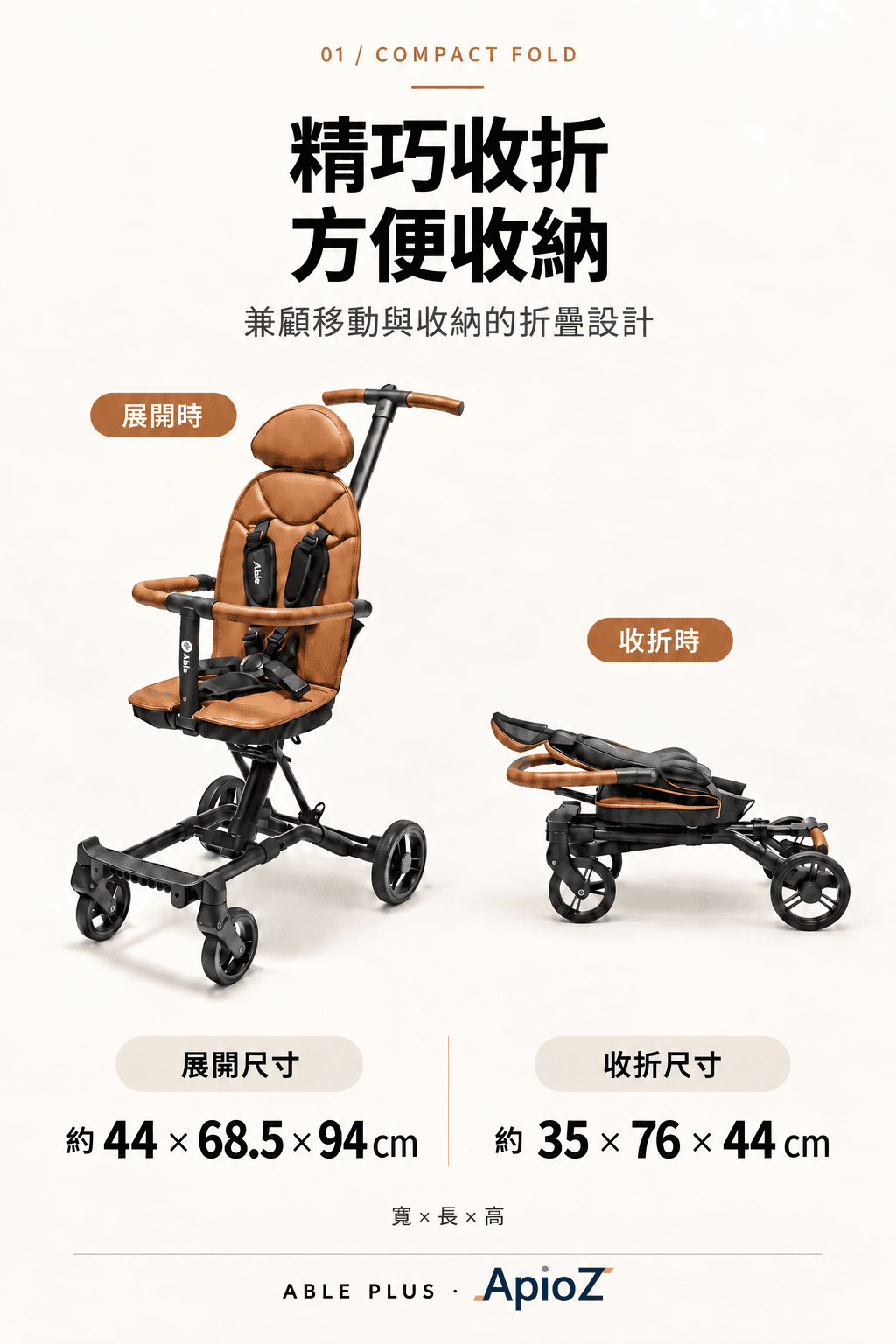 ABLE PLUS三轮婴儿推车折叠展示