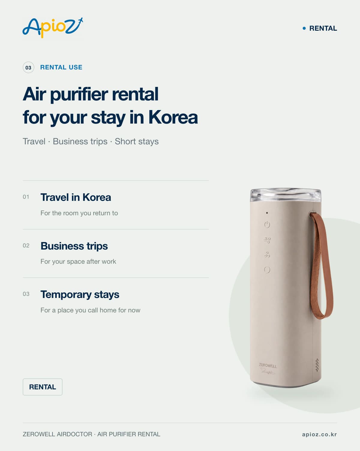 ZEROWELL AirDoctor air cleaner rental uses