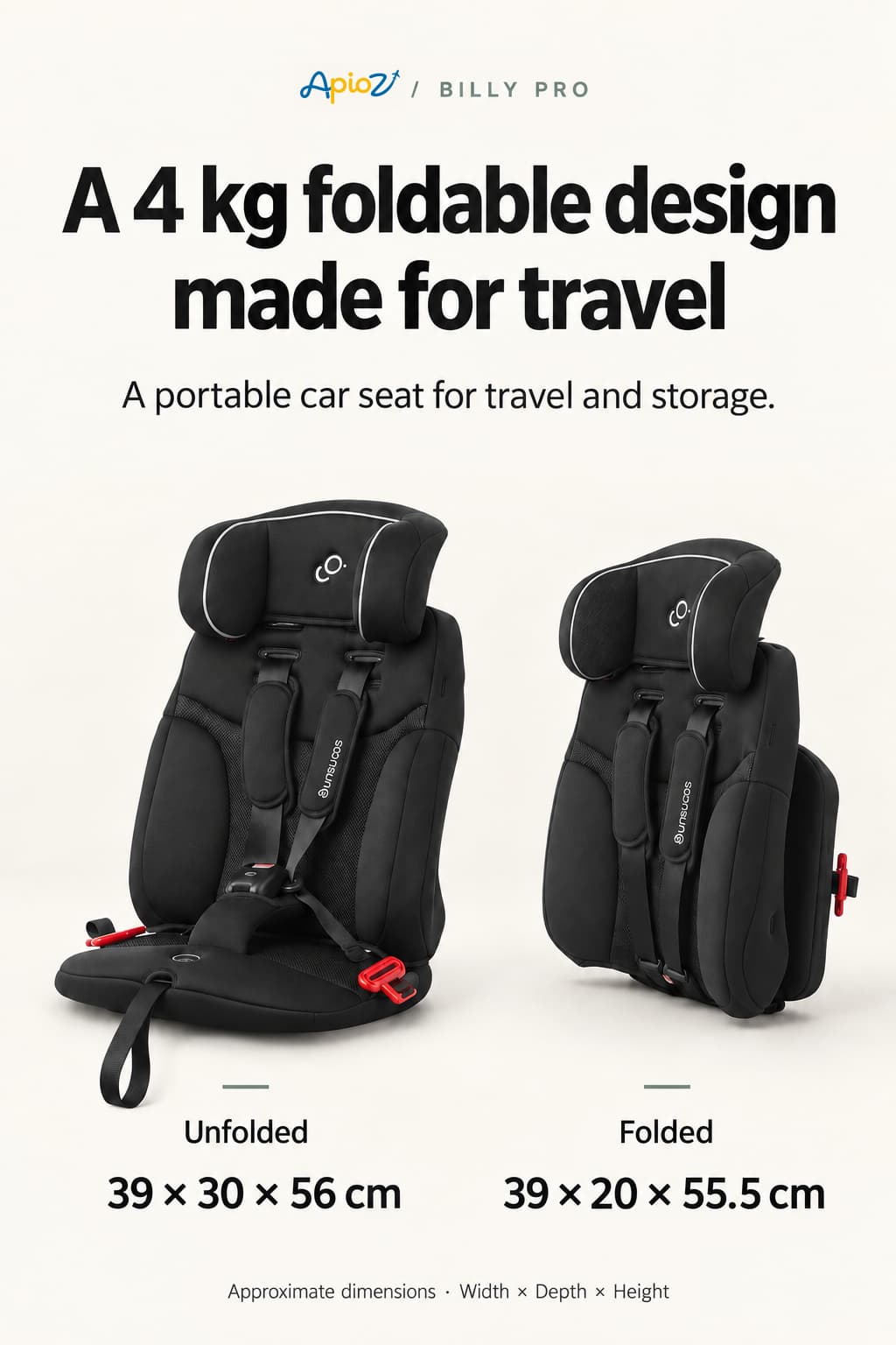 Billy Pro car seat folding design and portability