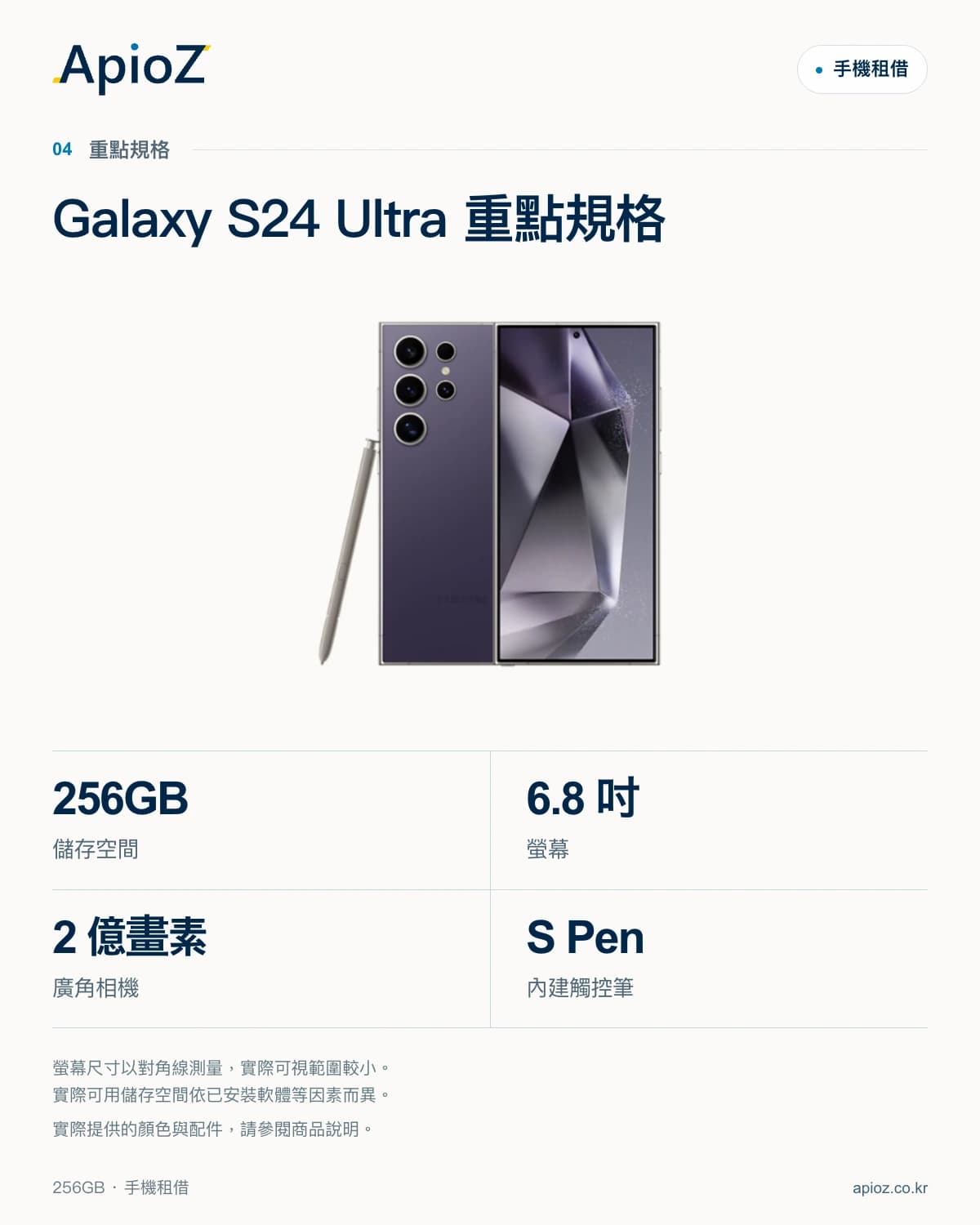 Galaxy S24 Ultra主要规格