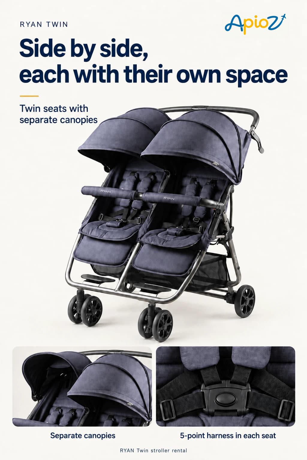 RYAN Twin portable stroller features