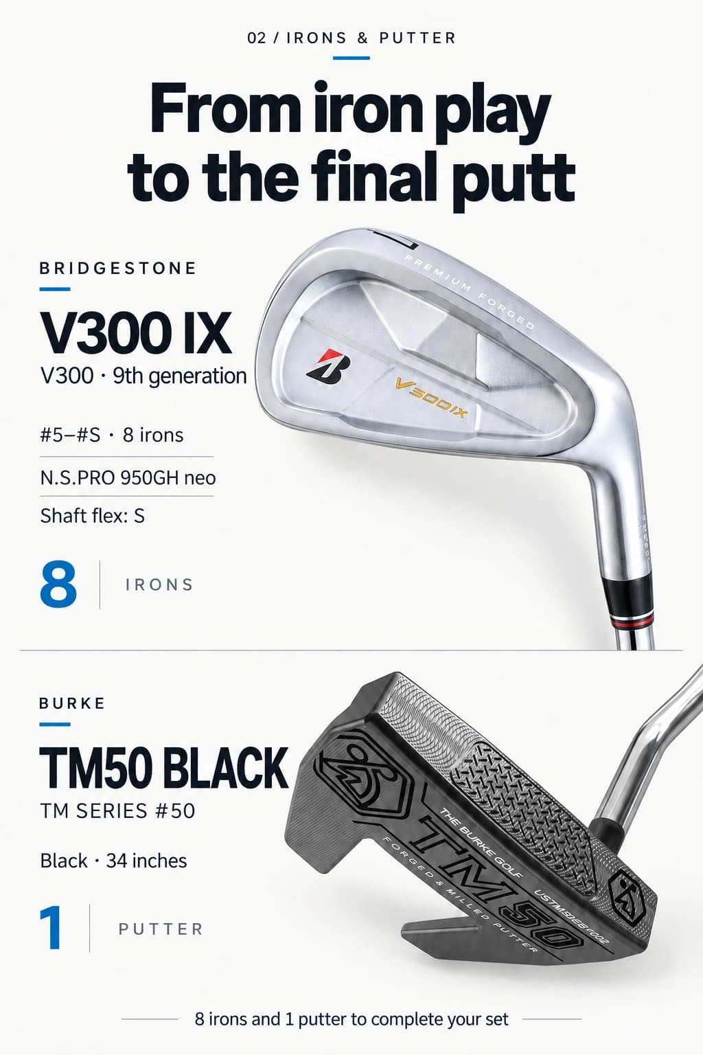 Premium Golf Club Rental Set — Irons and putter