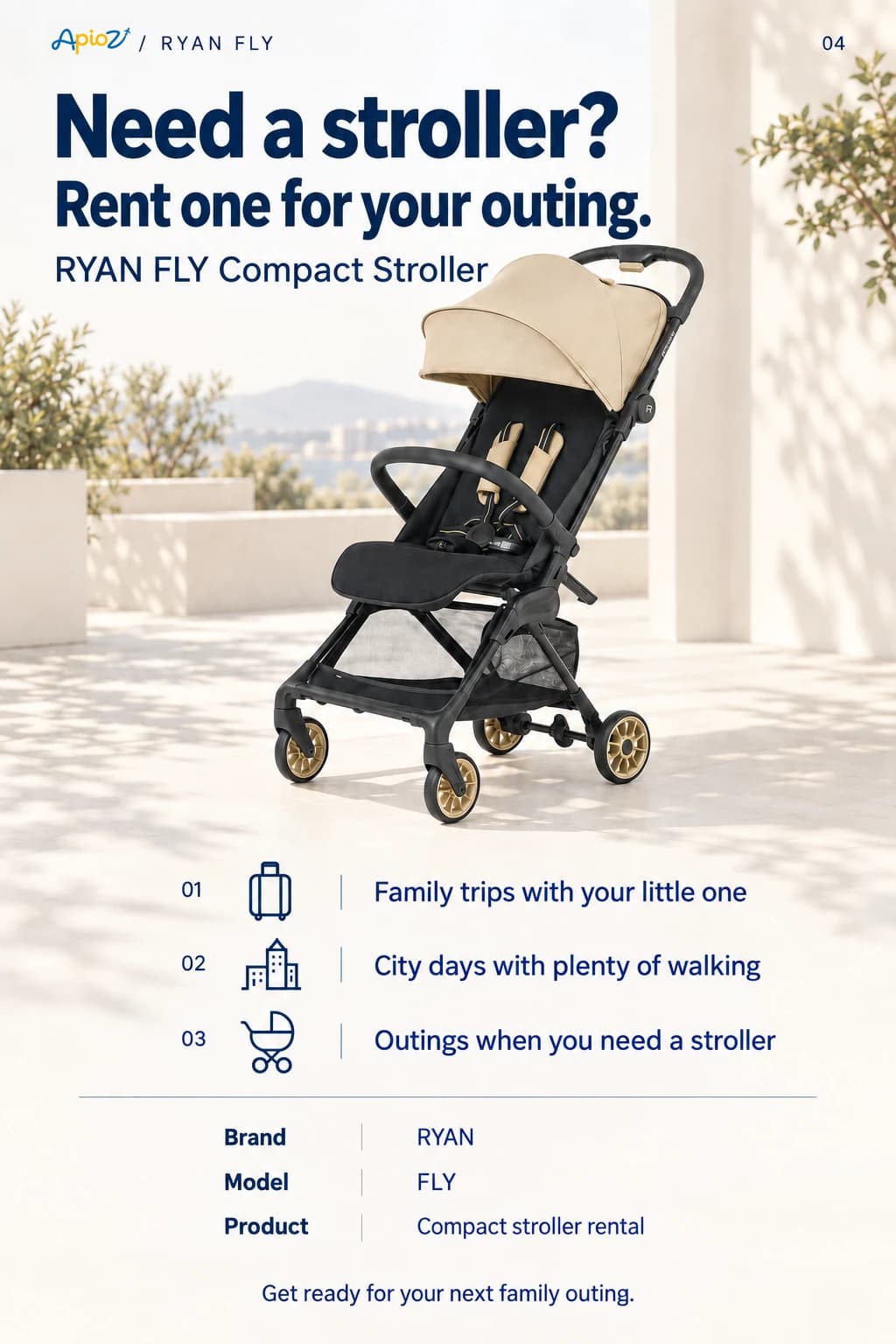 RYAN FLY stroller rental information